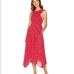 Free People Smocked Polka Dot Midi Dress xs